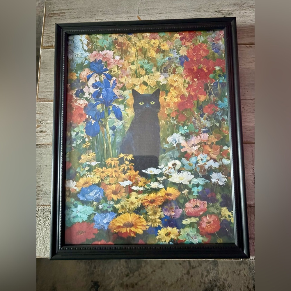 Klimt Floral Cat print | Gustav Klimt "The Garden" Inspired Framed 8x10 Print